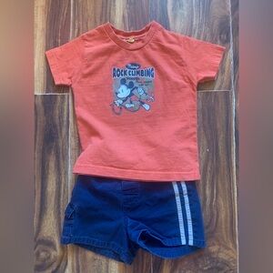 Vintage McKids Boys 18mons Orange & Navy Short Set. 2986